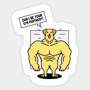 Can I Be Your Gym Partner? Golden Retriever Dog Sticker